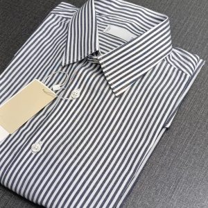 Black & White Striped Formal Cotton Shirt – OEM & Private Label