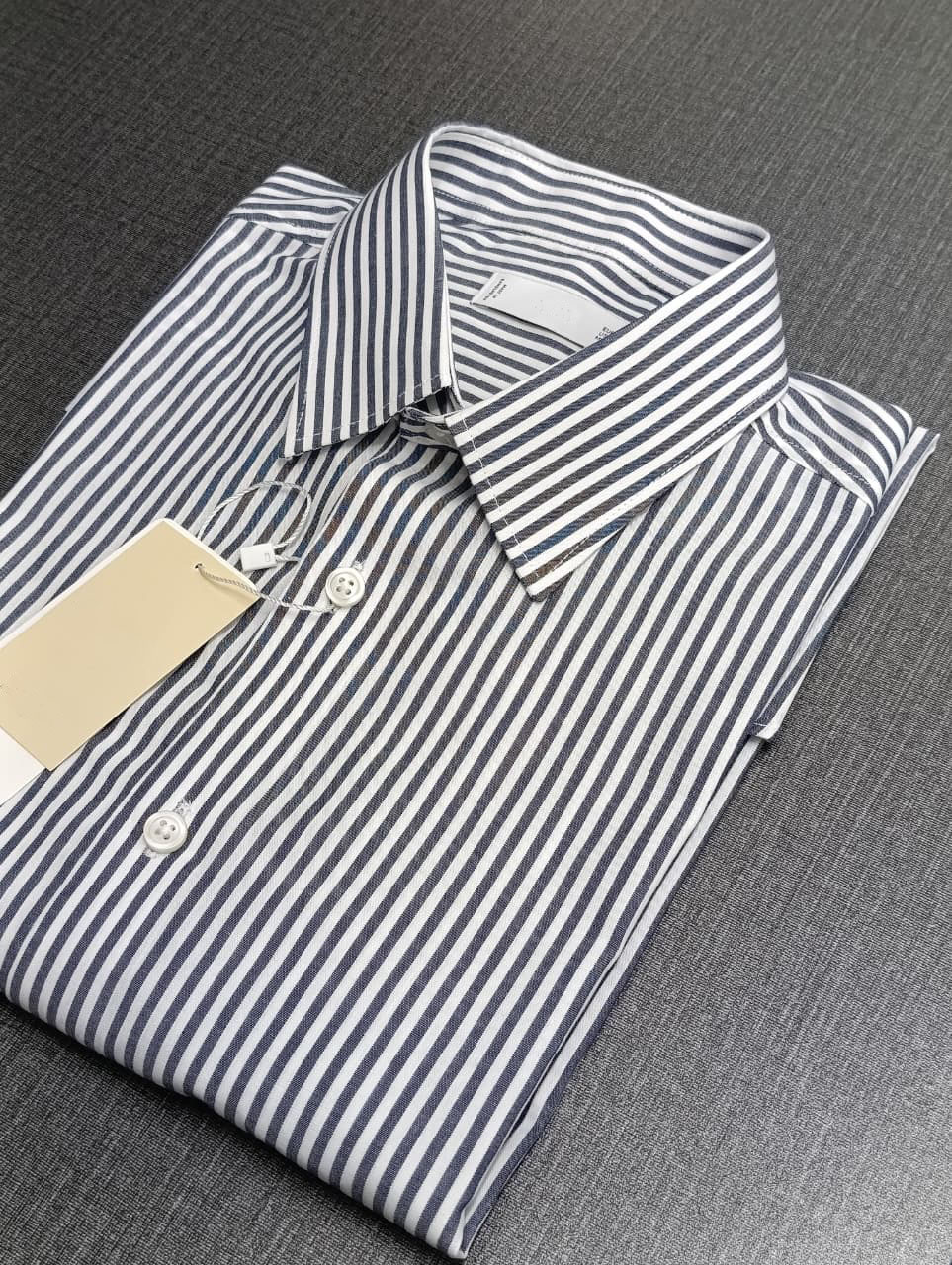 Black & White Striped Formal Cotton Shirt – OEM & Private Label