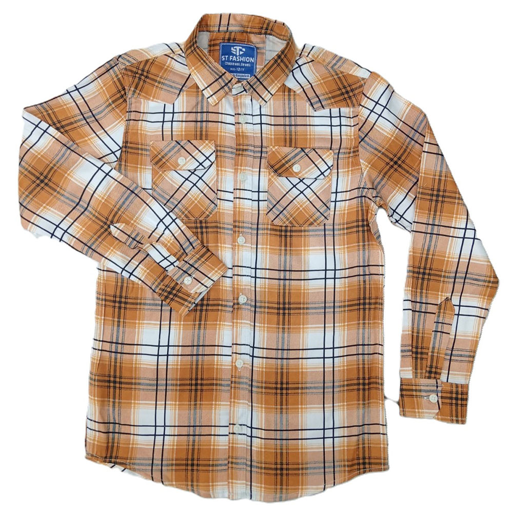 Men’s Plaid Long Sleeve Button-Up Shirt – Woven Cotton